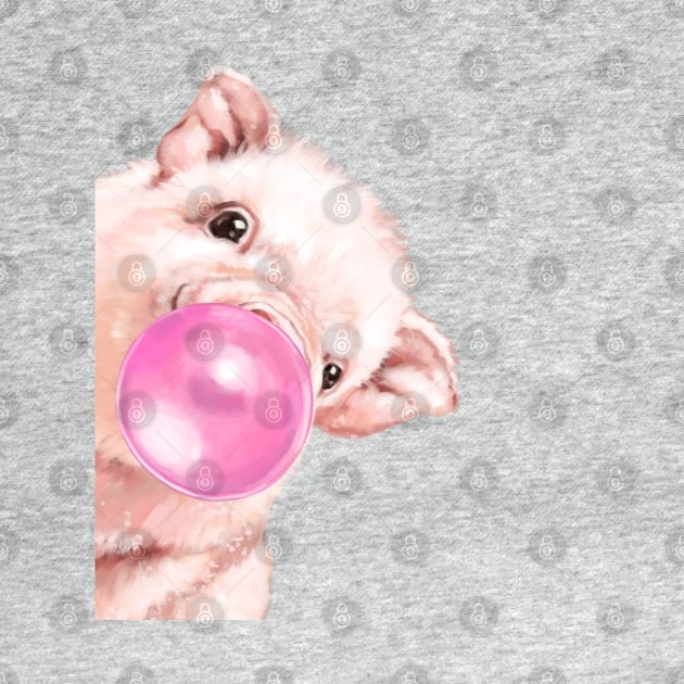 Sneaky Pink Baby Pig with Bubblegum by bignosework